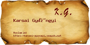 Karsai Gyöngyi névjegykártya